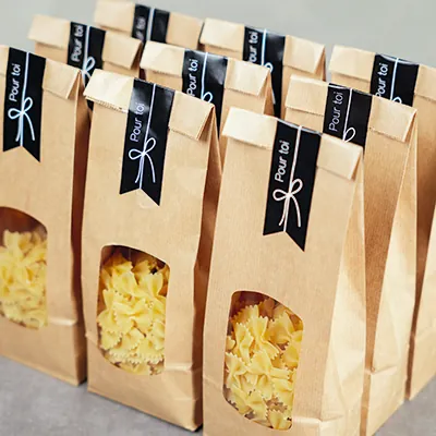 Sac SOS kraft brun avec fenêtre 400 ml 10 x 5,5 x 28,5 cm - Sachet SOS - Lot de 100 - Sacs SOS avec fenêtre-5