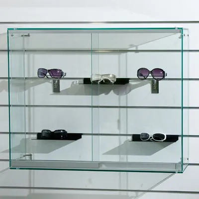 Vitrine murale pour panneau rainuré - L 90 x P 26 x H 70 cm - Vitrines murales