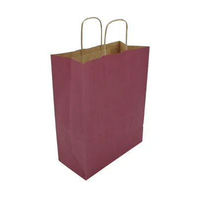 Sac kraft aubergine à poignées torsadées 19+8x24cm 100g/m² (x50) - Sacs kraft couleur poignées torsadées