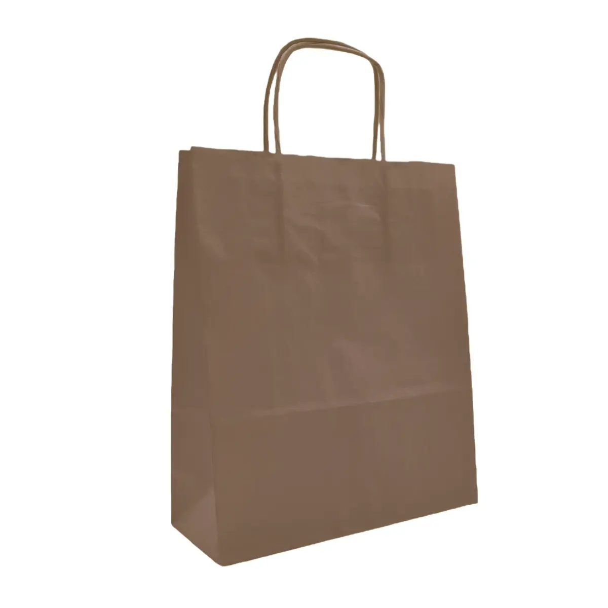 Sac kraft marron chocolat poignées torsadées sur kraft brun 19 x 8 x 24 cm – Paquet de 50 - Sacs kraft couleur poignées torsadées