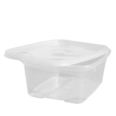 Barquette plastique avec couvercle séparé 375 ml 13,1 x 10,3 x 5 cm - Lot de 25 - Barquettes plastique