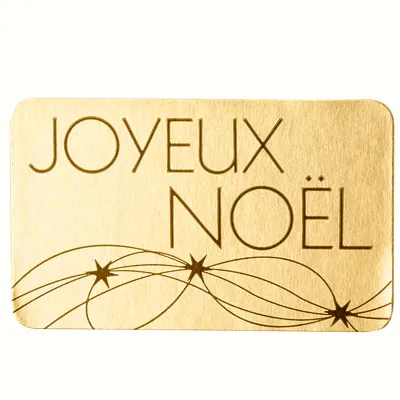 Étiquette cadeau adhésive Joyeux Noël or rétro vintage 32x19mm - Boîte de 1000 - Étiquettes cadeaux adhésives