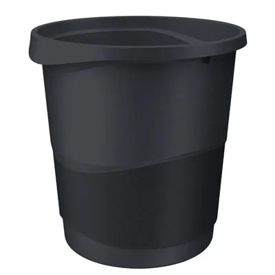 Corbeille à papier noir opaque 14L plastique Esselte - Corbeilles à papier
