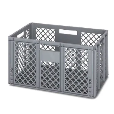 Bac gerbable - Bac Europe 64L 60 x 40 x 32 cm parois et fond ajourés poignées ouvertes polypropylène gris - Bacs à parois ajourées