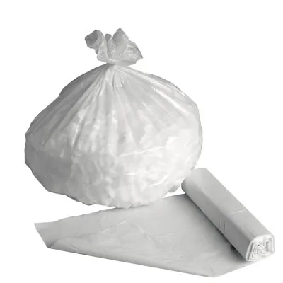 Sac poubelle 10 litres PEHD avec lien à nouer - Sac poubelle professionnel - Blanc - Rouleau de 50 - Sacs poubelle professionnels