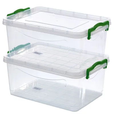 Bacs de rangement plastique 9,5L transparent 37 x 25 x16 cm - Lot de 5 - Bacs de rangement-2