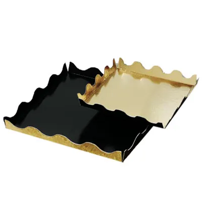 Carré carton plié double face Or / Noir 19 x 19 cm - Plateau carton festonné - Support gâteau - Paquet de 50 - Semelles gâteaux, Supports gâteaux