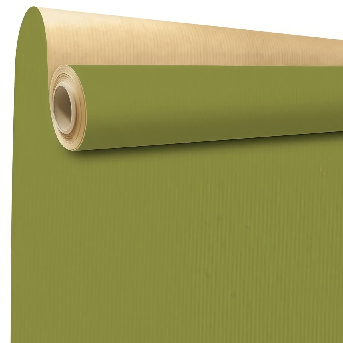 Papier cadeau kraft vergé vert olive uni 70 cm x 100 m 60 g/m² – le rouleau - Papiers cadeaux unis-1