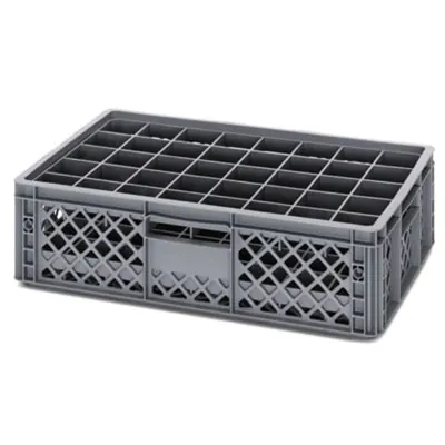 Séparateur pour bac Euro 40 compartiments 60 x 40 cm gris argenté - Bacs plastique à parois et fond pleins-1