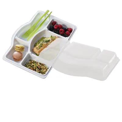 Couvercle pour plateau repas 33 x 23,3 x 3,7 cm plastique - Lot de 25 - Boîtes repas jetables, Plateaux compartimentés-2