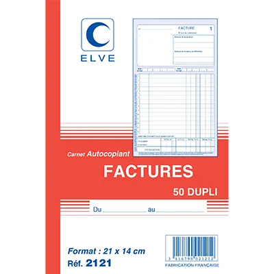Cahier de facture Elve Manifold A5 140 x 210 mm 50 pages 2 exemplaires - Factures