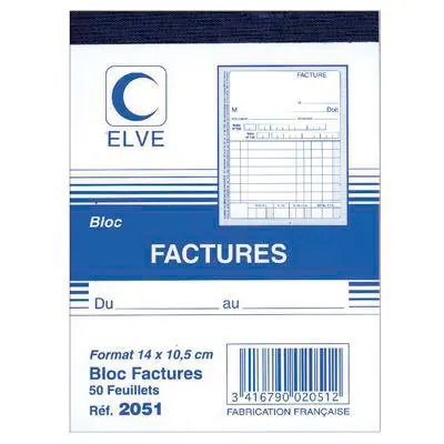 Cahier de facture Elve Manifold 105 x 140 mm 50 pages 1 exemplaire - Factures