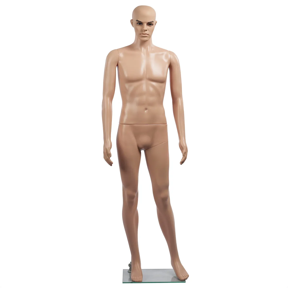 Mannequin homme sans perruque bras le long du corps H 185 cm Plastique - Chair - Mannequins plastique sans perruque