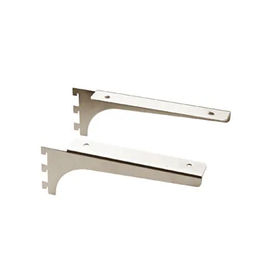 Consoles gauche + droite nickel brossé L 19 cm pour rayonnage magasin - La paire - Ligne Square 25 chromé