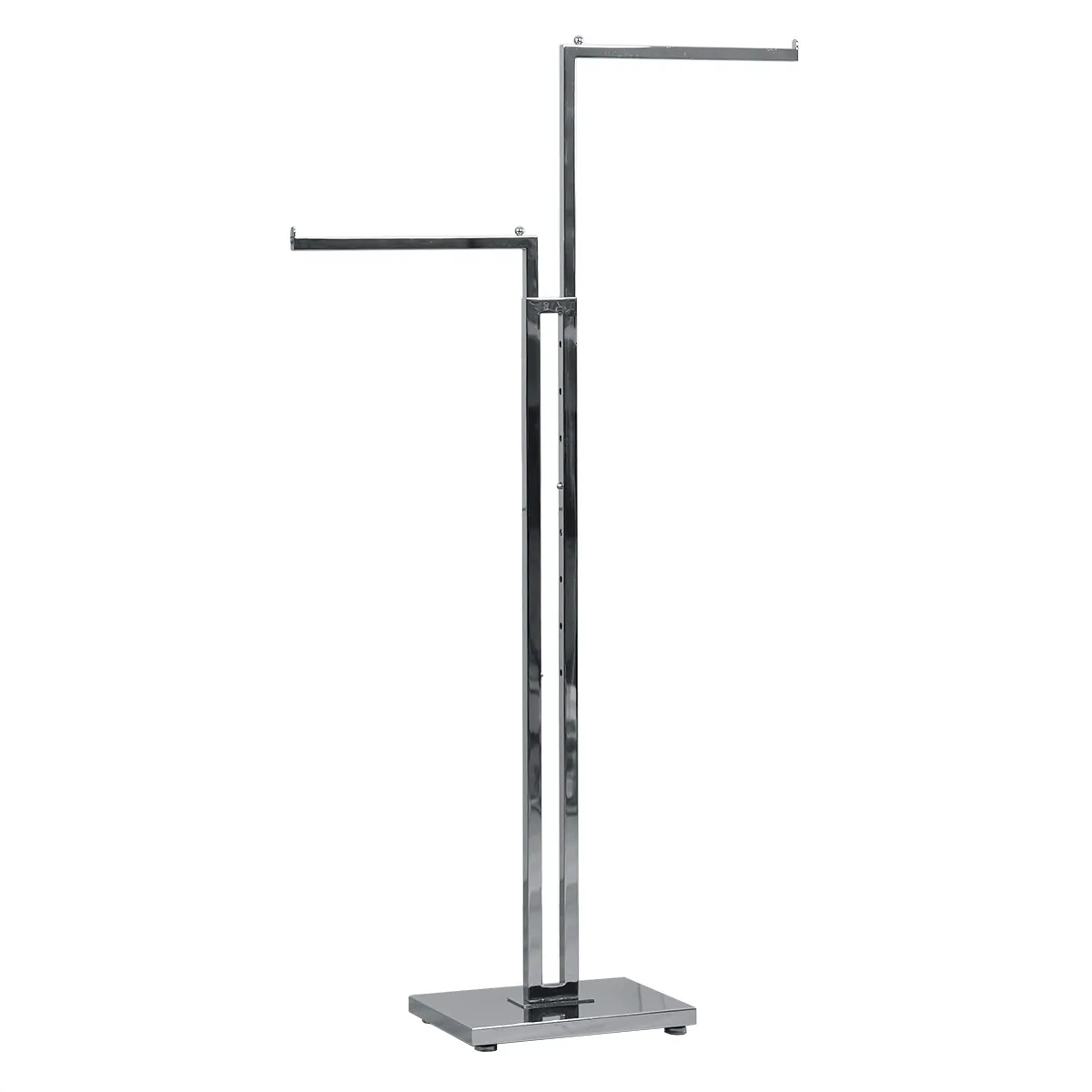 Portant vêtements 2 bras décalés droits H 126 à 180 cm métal chromé - Penderie textile - Portants à vêtements multibras