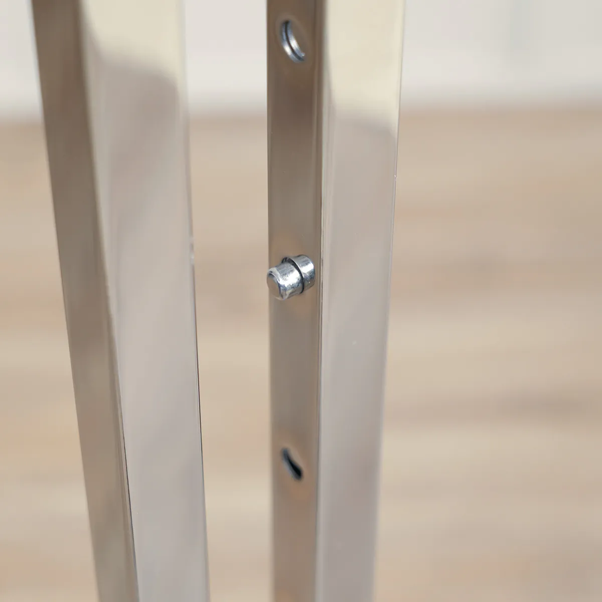 Portant vêtements 2 bras décalés droits H 126 à 180 cm métal chromé - Penderie textile - Portants à vêtements multibras-3