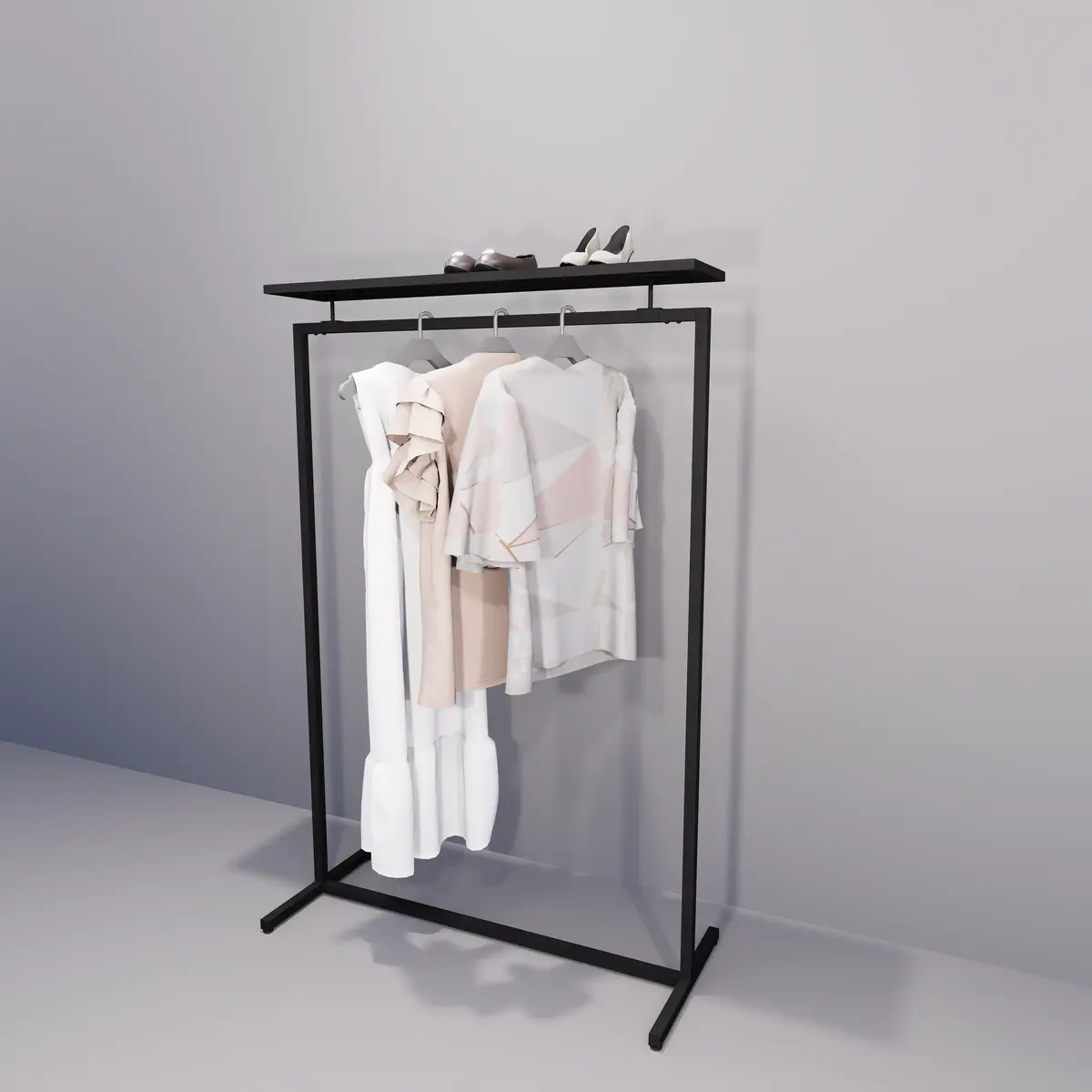 Portant vêtements métal noir Square 25 – L105xP45xH150cm - Ligne Square 25 noir-3