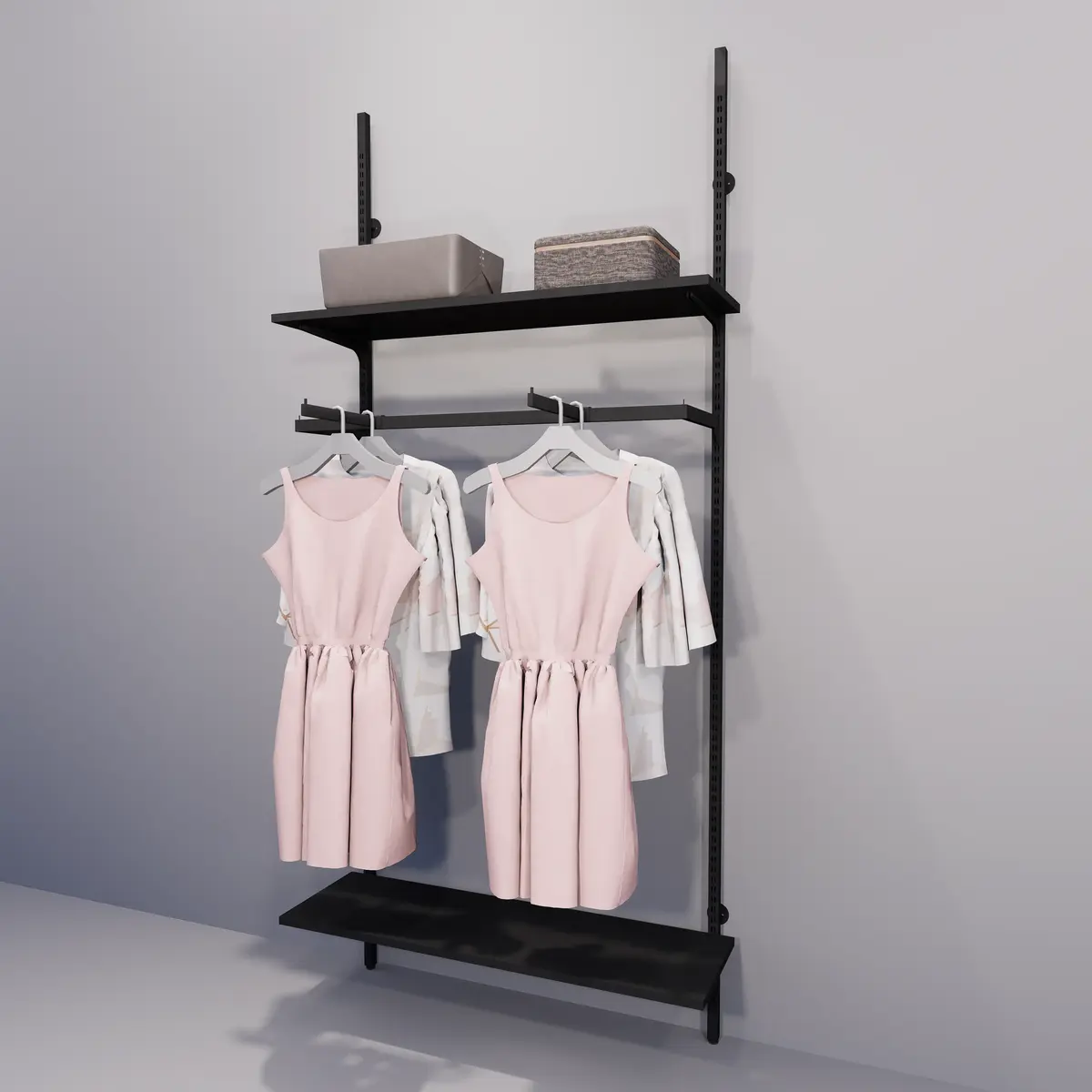 Consoles droites pour tablettes bois ou verre - Ligne Square 25 noir-2