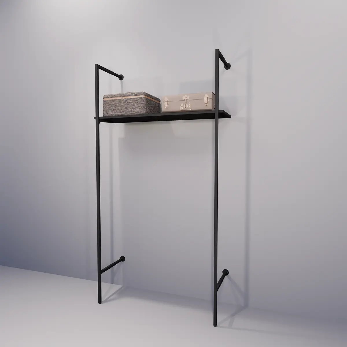 Consoles droites pour tablettes bois ou verre - Ligne Square 25 noir-1