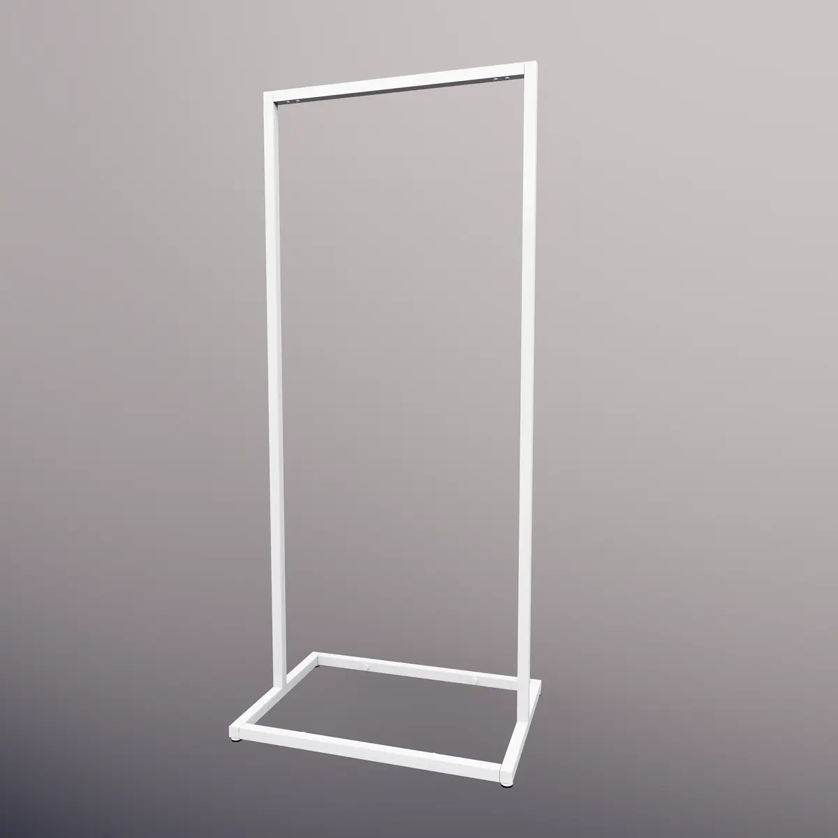 Portant vêtement professionnel blanc sur vérin, 65x45x150cm - Ligne Square 25 blanc