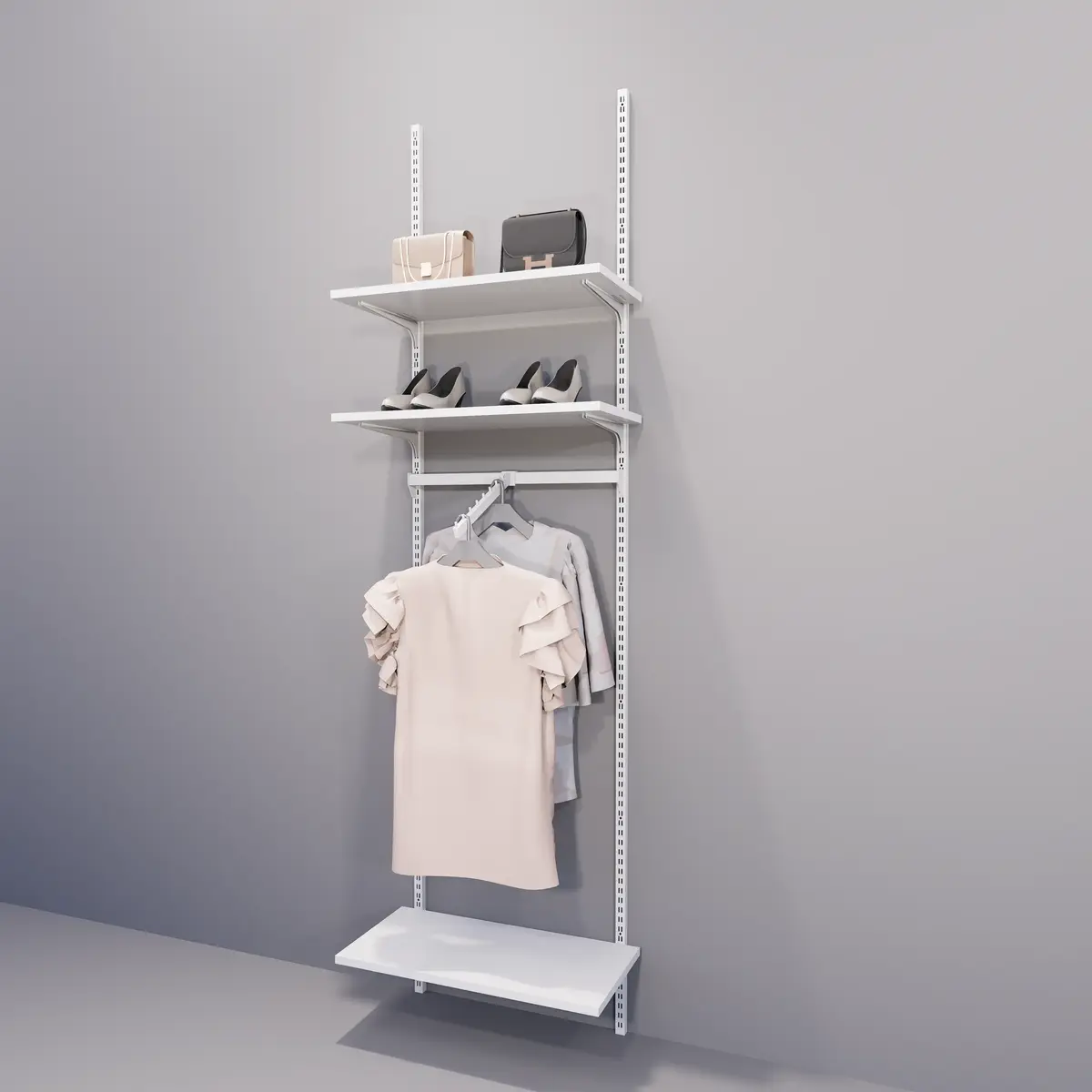 Bras incliné L33cm pour barre de charge, 8 crans, tube 30x15mm, blanc - Ligne Square 25 blanc-2