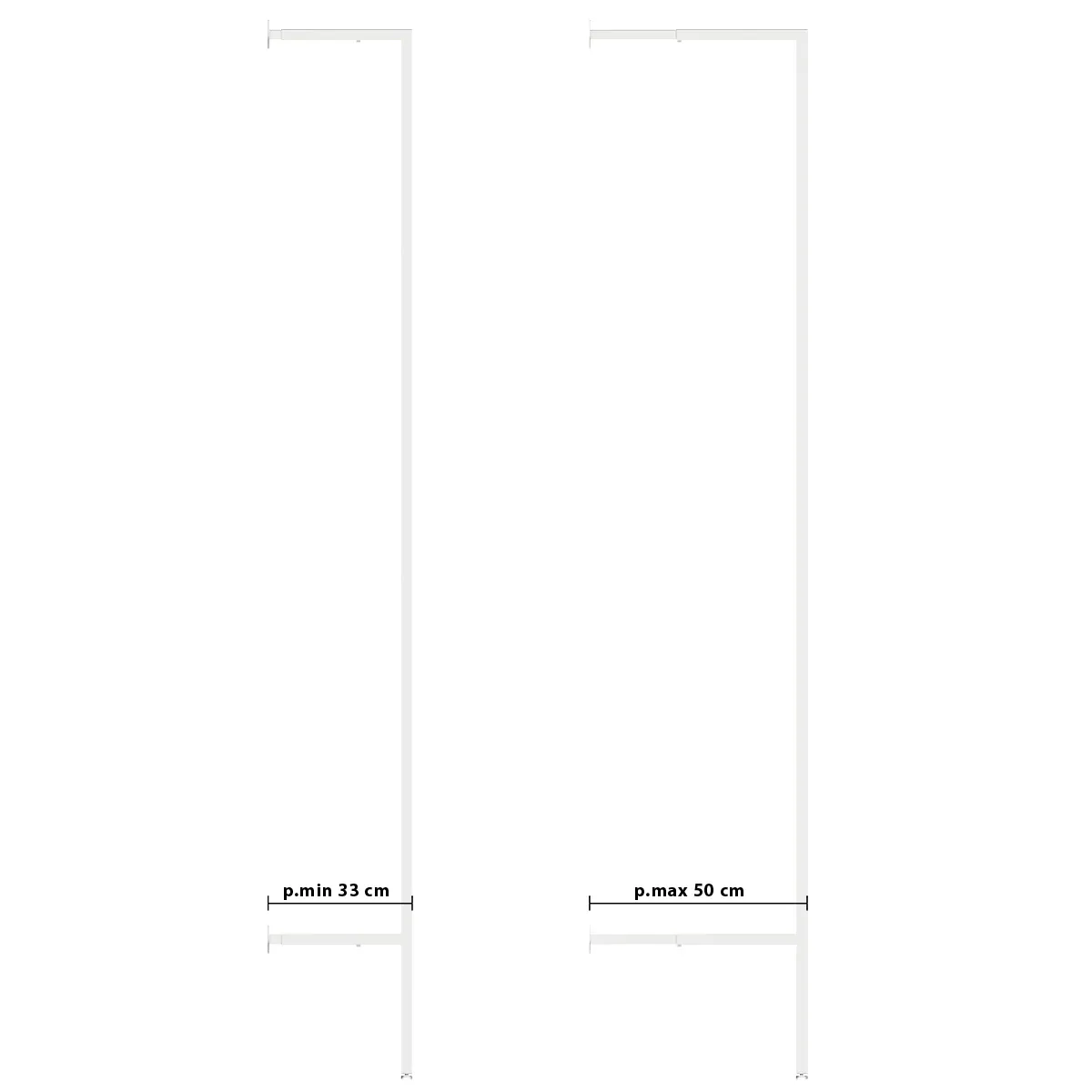 Montant mural déporté double perforation 240cm blanc section 25x25mm - Ligne Square 25 blanc-2
