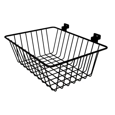 Corbeille fil métal époxy noir pour panneau rainuré L 35 x P 26,4 x H 13 cm - Bacs pour panneaux rainurés