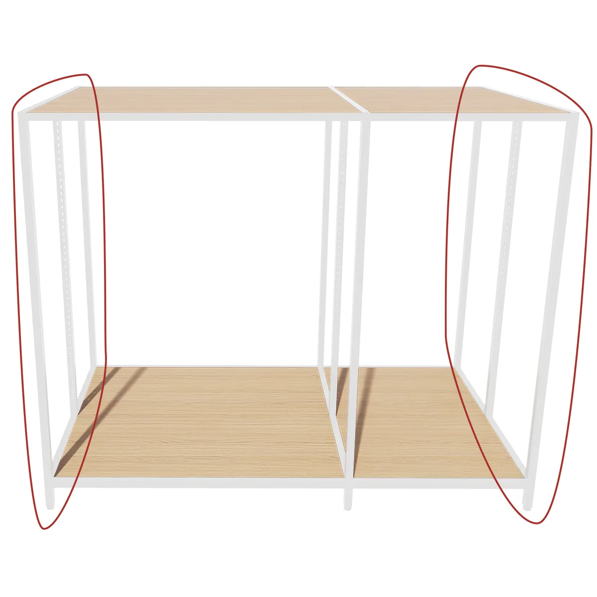 Cadres latéraux (gauche et droit) pour module central Square H 133 cm x P 90 cm blanc sablé - Ligne Square 25 blanc-3
