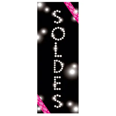 Affiche Soldes Vintage Strass Noir 42x115 cm - Affiches Soldes
