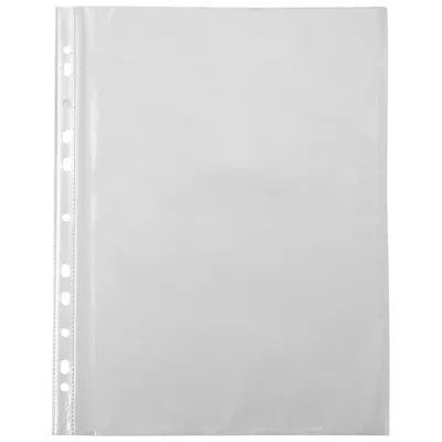 Pochette perforée transparente A4 polypropylène 60 µ Deli - Paquet de 100 - Protèges-documents, Porte-vues