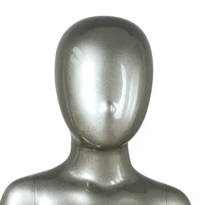 Mannequin vitrine abstrait enfant 4-5 ans mains dans le dos fibre de verre gris métallisé - Mannequins enfants-1