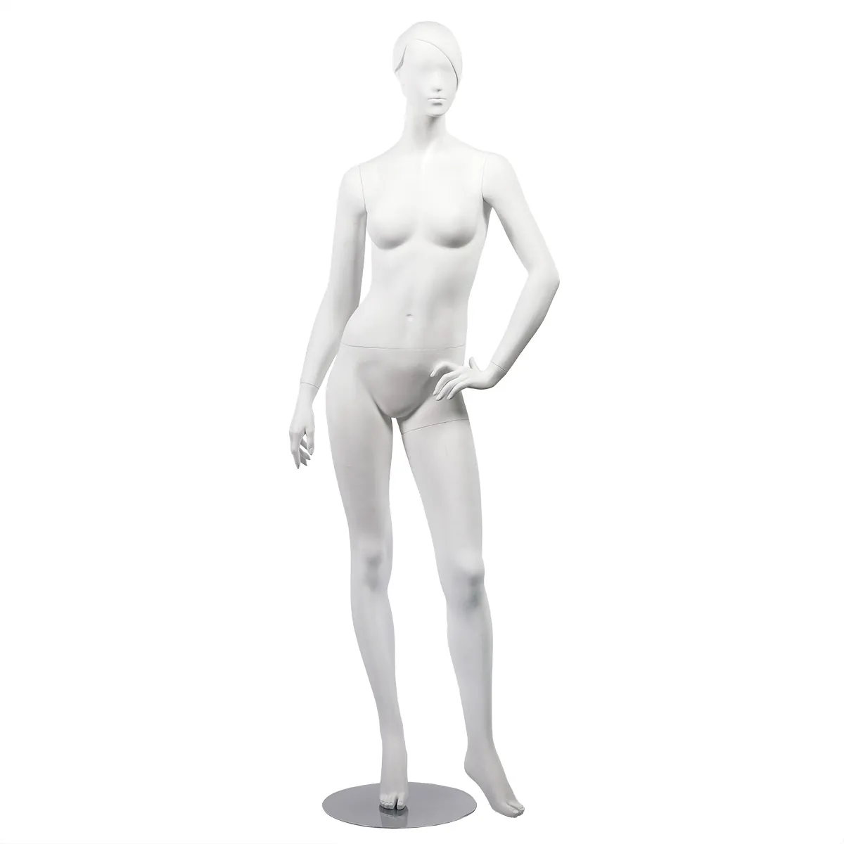 Mannequin femme, tête et cheveux sculptés H 180 cm Fibre de verre - Blanc mat - Mannequins cheveux sculptés