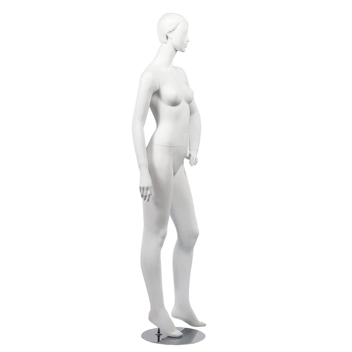Mannequin femme, tête et cheveux sculptés H 180 cm Fibre de verre - Blanc mat - Mannequins cheveux sculptés-1