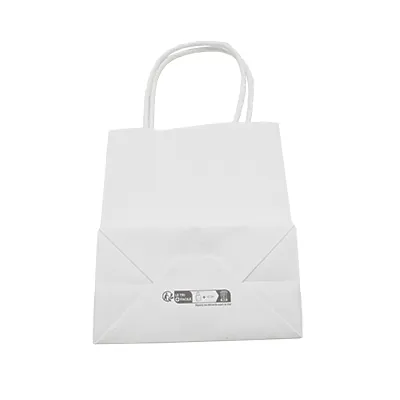 Sac kraft avec fenêtre et poignées torsadées, blanc, 11 + 6 x 14 cm, paquet de 20 - Sacs kraft à fenêtre-4