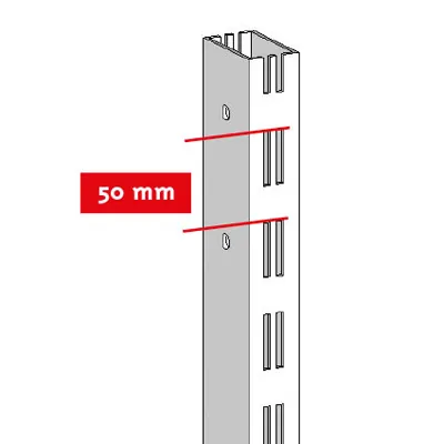 Montant mural acier Ligne Store Blanc H.141cm – Section 30x60mm – Pas de 50mm - Ligne Store blanc pas de 50 mm-2