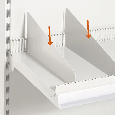 Séparateur pour tablette métallique 47 x 15 cm - Séparateur rayonnage - Diviseur tôle - Blanc - Ligne Store blanc pas de 25 mm-1