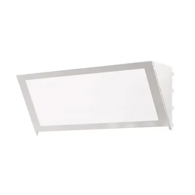 Bandeau d'en-tête incliné + plexi accroches pas de 25 mm - Ligne Store blanc pas de 25 mm