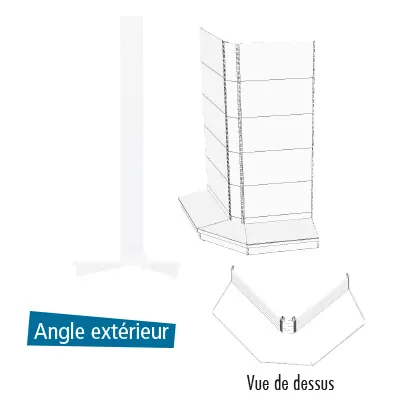 Tablette tôle d'angle extérieur - Ligne Store blanc pas de 25 mm-1