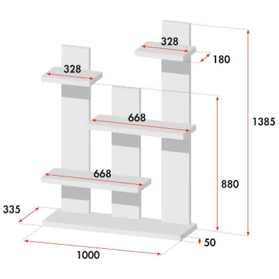 Étagère 5 niveaux blanc mat 100 x 33,5 x 143 cm - Étagère magasin - Étagères magasins, Présentoirs bois-2