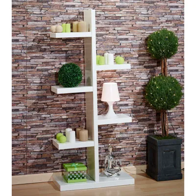 Étagère 6 niveaux blanc mat 70 x 32 x 160 cm - Étagère magasin - Étagères magasins, Présentoirs bois-2