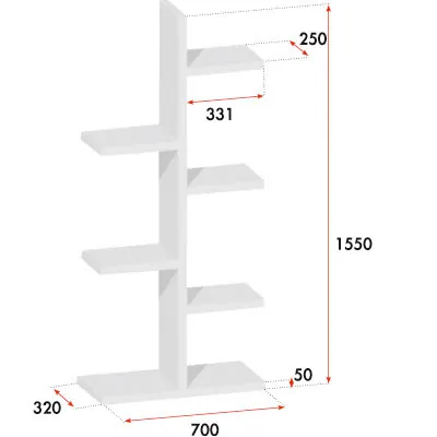 Étagère 6 niveaux blanc mat 70 x 32 x 160 cm - Étagère magasin - Étagères magasins, Présentoirs bois-3