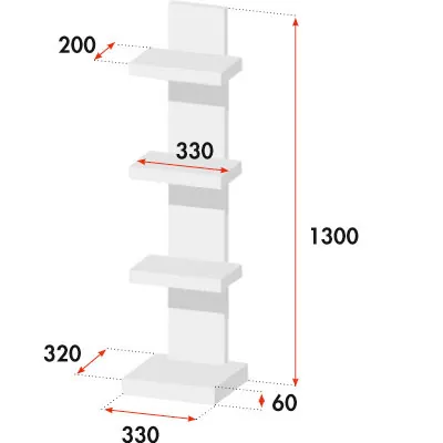 Étagère 4 niveaux blanc mat 33 x 32 x 130 cm - Étagère magasin - Étagères magasins, Présentoirs bois-2