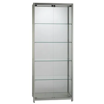 Vitrine verre trempé - L 80 x P 40 x H 198 cm - Vitrines alu tablettes réglables