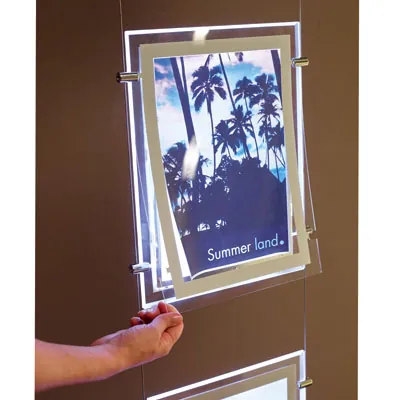 Kit affichage LED sur câble 3 x format A4 vertical - Module porte-affiche A4 - Porte-visuels muraux - à suspendre-2