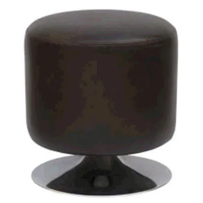 Pouf rond noir design retro ø 40,5 x H 39 cm sur piétement rond chromé - Fauteuils et poufs