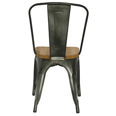Chaise bistrot design industriel métal brut assise bois 43,5 x 52 x 84,5 cm - Chaises d'intérieur-3