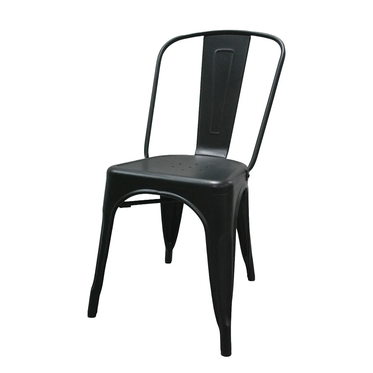 Chaise Bistrot Industrielle en Métal Noir Mat – Empilable et Robuste - Usage Pro CHR - Chaises d'intérieur
