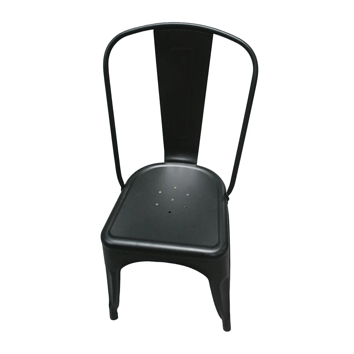 Chaise Bistrot Industrielle en Métal Noir Mat – Empilable et Robuste - Usage Pro CHR - Chaises d'intérieur-1