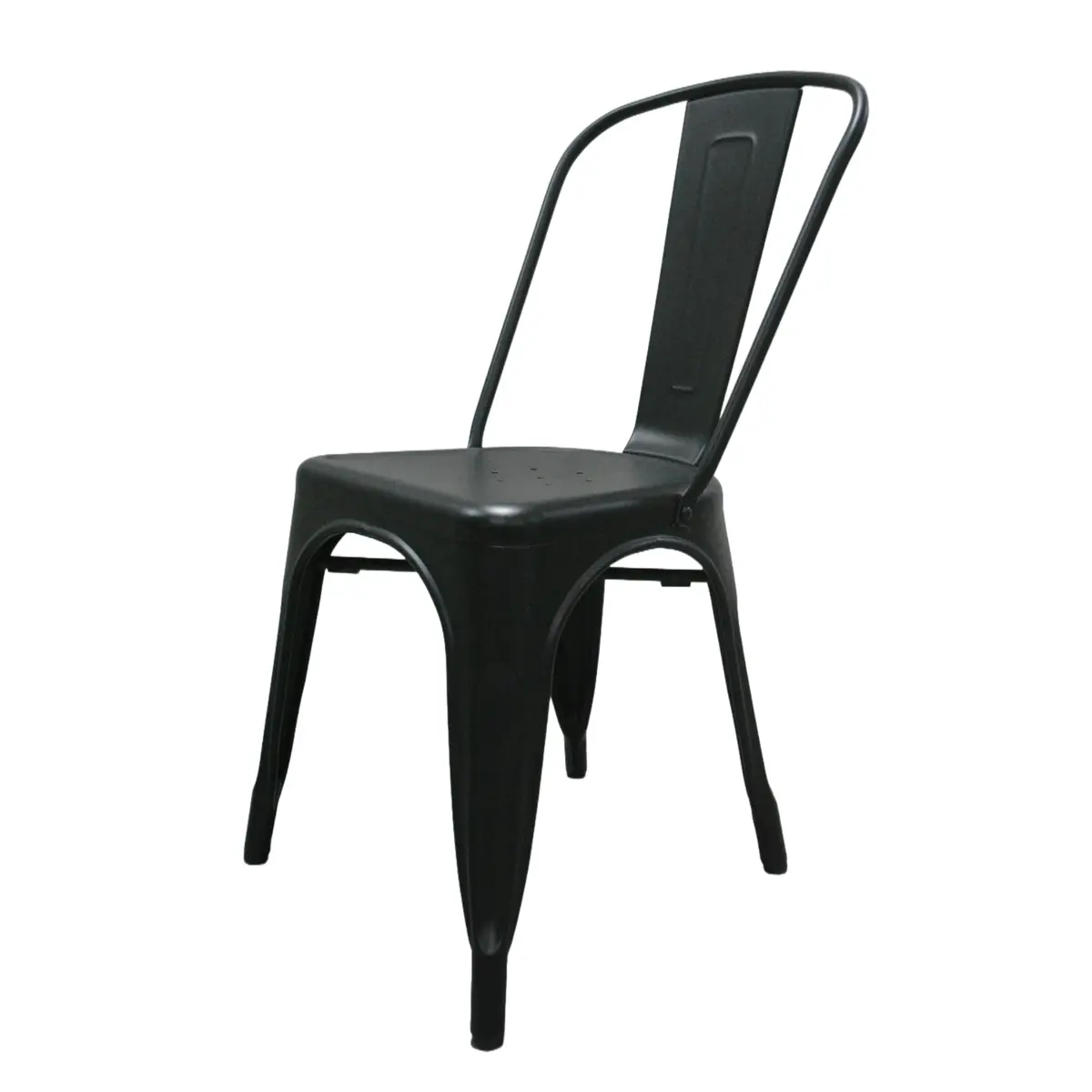 Chaise Bistrot Industrielle en Métal Noir Mat – Empilable et Robuste - Usage Pro CHR - Chaises d'intérieur-2