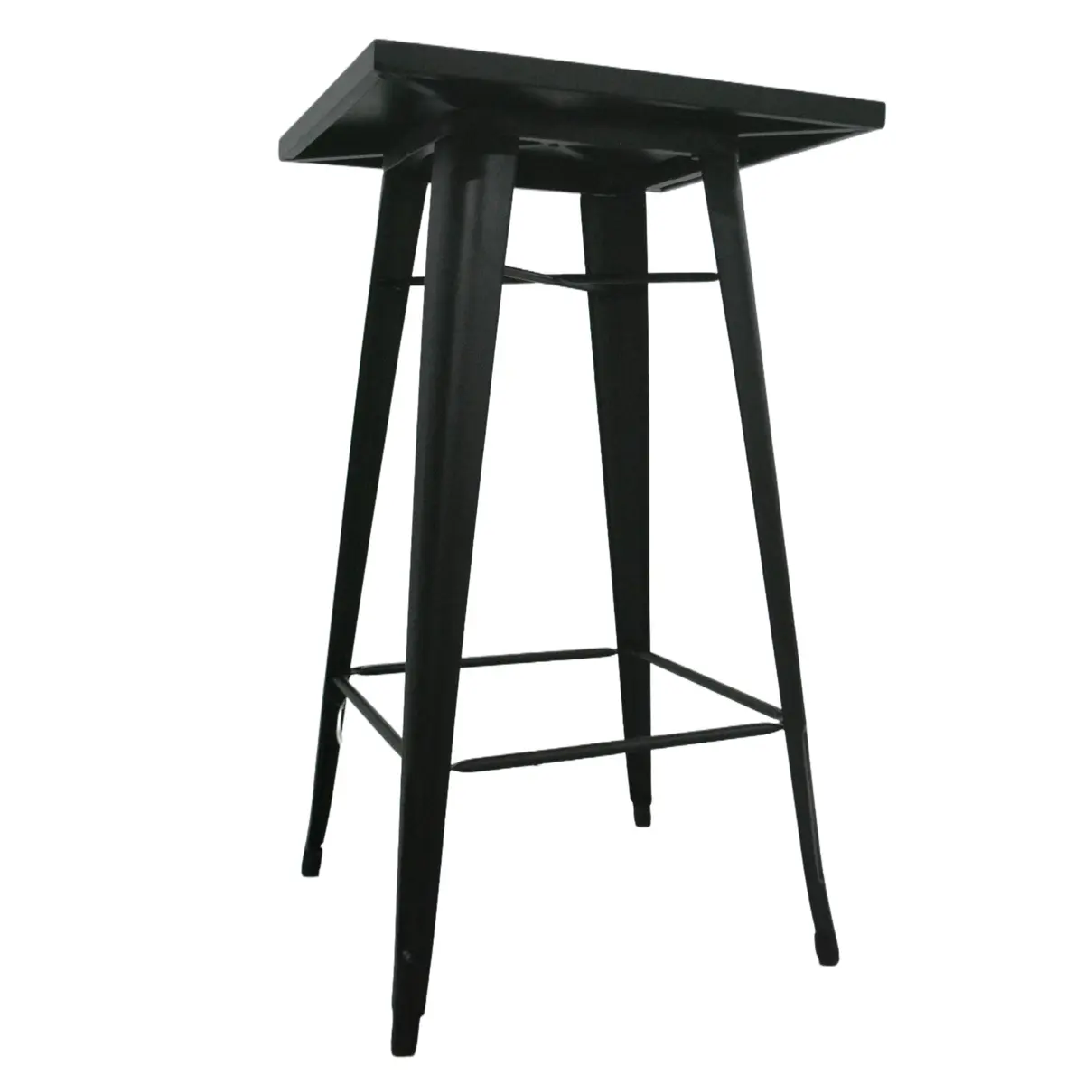 Mange-debout industriel carré métal noir 60x60cm – Table haute CHR H105cm avec repose-pieds - Tables-2